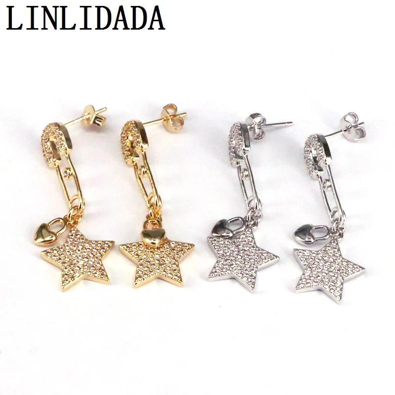 5 пар Новые Модные прозрачные cz безопасные серьги ювелирные изделия, Золотая Звезда серебряного цвета висячие серьги
5 пар Новые Модные прозрачные cz безопасные серьги ювелирные изделия, Золотая Звезда серебряного цвета висячие серьги
