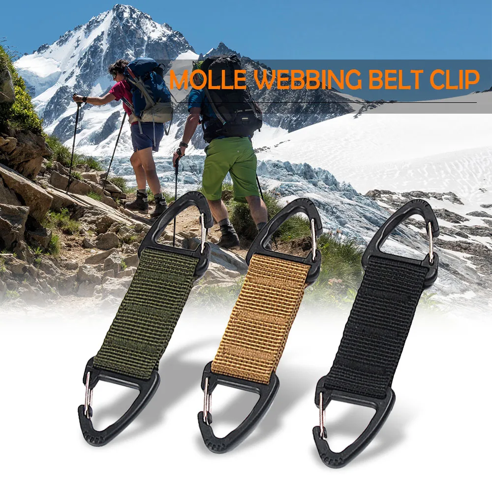 Outdoor Multifunctional Molle Webbing Belt Clip Climbing Carabiner Buckle High Strength Nylon Hanging Chain Backpack Key Hook 
Outdoor Multifunctional Molle Webbing Belt Clip Climbing Carabiner Buckle High Strength Nylon Hanging Chain Backpack Key Hook