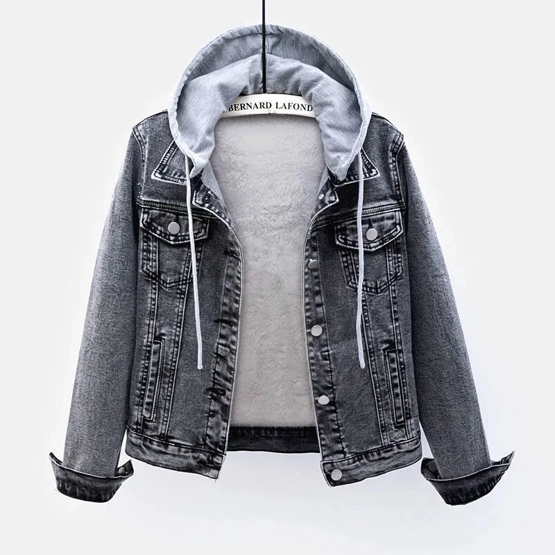 Casual BF Thick Winter Denim Jackets Women Fashion Removable Hoodie Plus Cotton Black Jean Coats Slim Vintage Streetwear Clothes
Casual BF Thick Winter Denim Jackets Women Fashion Removable Hoodie Plus Cotton Black Jean Coats Slim Vintage Streetwear Clothes