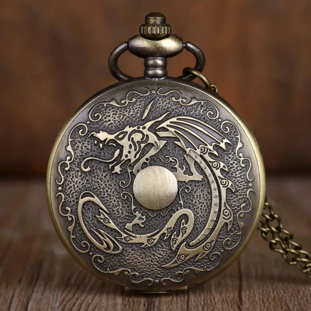 Unique Steampunk Antique Fiery Dragon Fire Quartz Pocket Watch Necklace Pendant with Chain Gift White Dial
Unique Steampunk Antique Fiery Dragon Fire Quartz Pocket Watch Necklace Pendant with Chain Gift White Dial