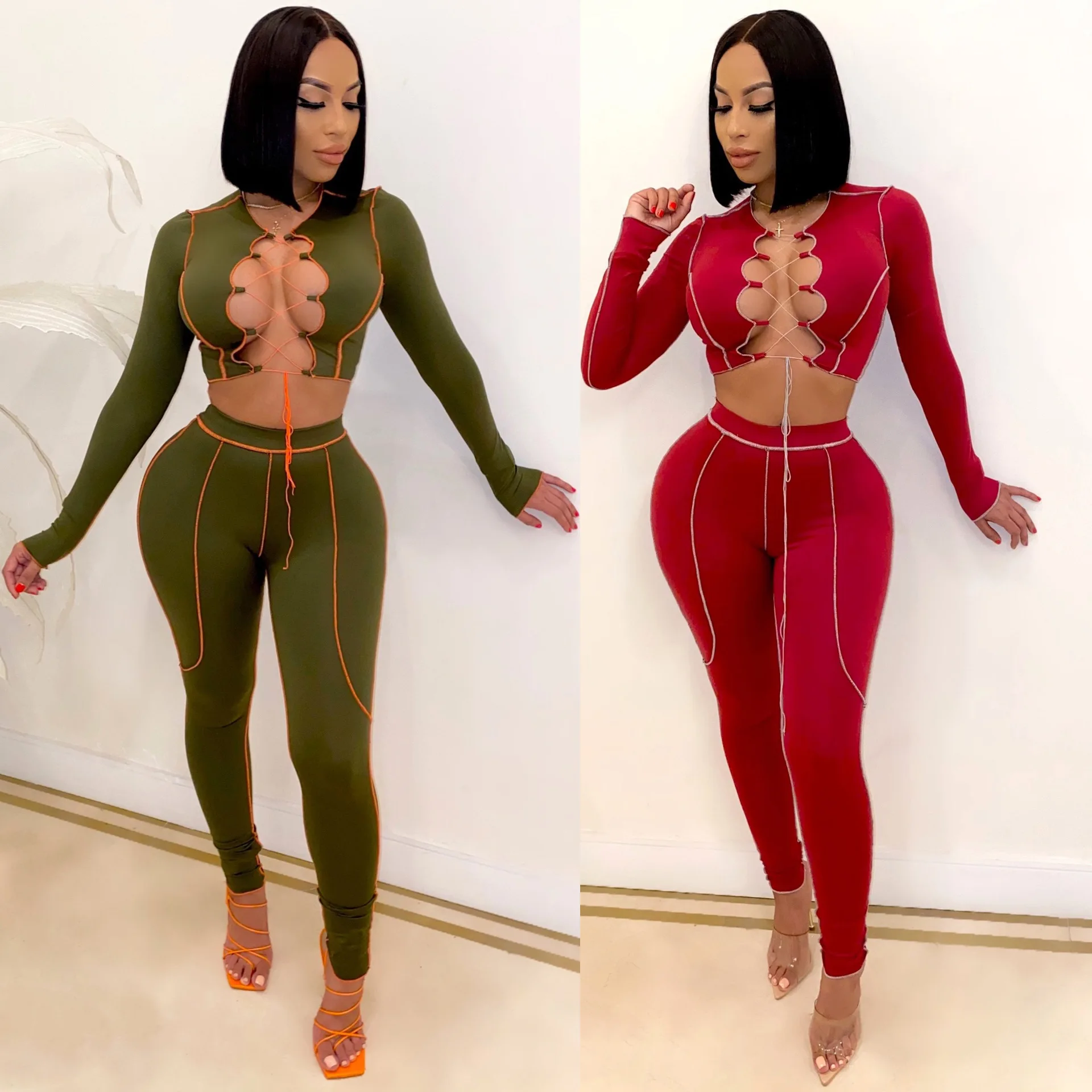 Hot Recommend Style Festival Sexy Club 2 Piece Outfits For Women Matching Sets Long Sleeve Chain Bandage Crop Top Trousers
Hot Recommend Style Festival Sexy Club 2 Piece Outfits For Women Matching Sets Long Sleeve Chain Bandage Crop Top Trousers