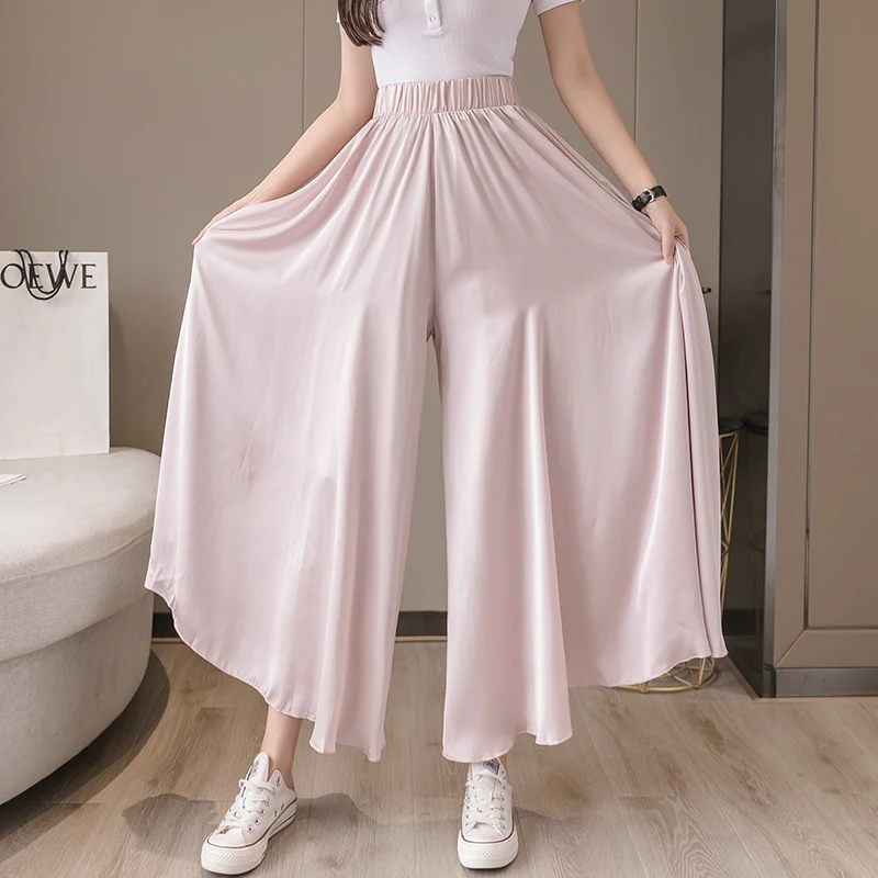 Summer Autumn Pink Black Chiffon Wide Leg Pants Women's Casual High Waist Trouser Skirt Elastic Waist Korean Loose Beach Pants
Summer Autumn Pink Black Chiffon Wide Leg Pants Women's Casual High Waist Trouser Skirt Elastic Waist Korean Loose Beach Pants