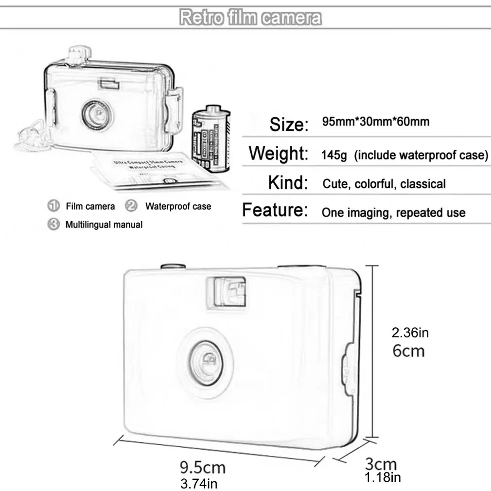Reusable Waterproof Camera Cute Film Camera Underwater Diving Retro Camera Double Button Creative Gifts
Reusable Waterproof Camera Cute Film Camera Underwater Diving Retro Camera Double Button Creative Gifts