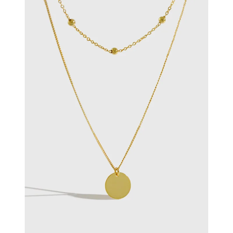 New 925 Sterling Silver Double Layered Necklace Woman Neck Chains, Fashion Gold Color Round Beads Choker Necklaces Jewelry
New 925 Sterling Silver Double Layered Necklace Woman Neck Chains, Fashion Gold Color Round Beads Choker Necklaces Jewelry