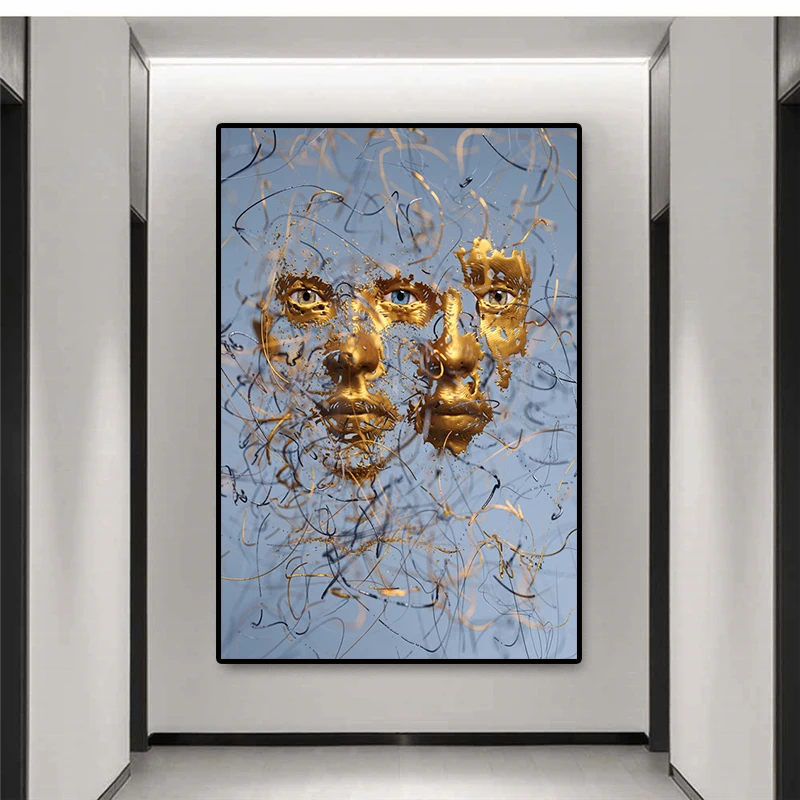 Nordic Abstract Metal Figure Face Art Poster Golden Lines Minimalist Wall Picture Canvas Painting Home Room Wall Decor Cuadros
Nordic Abstract Metal Figure Face Art Poster Golden Lines Minimalist Wall Picture Canvas Painting Home Room Wall Decor Cuadros
