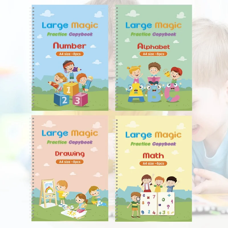 4 Books/Sets Of Children's Books, Reusable 3D Calligraphy Copybooks, English Number Lettering Practice Copybooks
4 Books/Sets Of Children's Books, Reusable 3D Calligraphy Copybooks, English Number Lettering Practice Copybooks