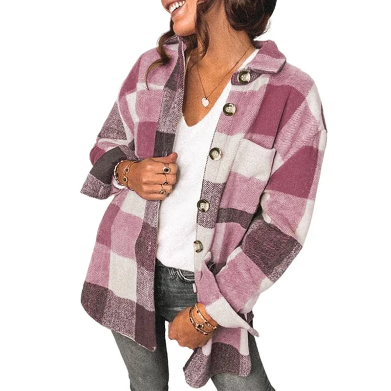 Women's 2021 Autumn Winter Casual New Flannel Plaid Buttoned Shirt Jacket Coat Women
Women's 2021 Autumn Winter Casual New Flannel Plaid Buttoned Shirt Jacket Coat Women