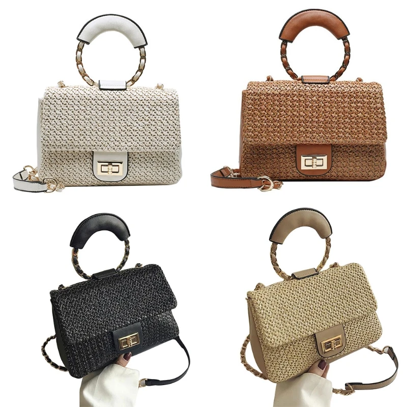 Женская Соломенная пляжная сумка-тоут, плетеная летняя сумочка на плечо, богемный Повседневный дорожный чемоданчик на цепочке через плечо ...
Женская Соломенная пляжная сумка-тоут, плетеная летняя сумочка на плечо, богемный Повседневный дорожный чемоданчик на цепочке через плечо ...