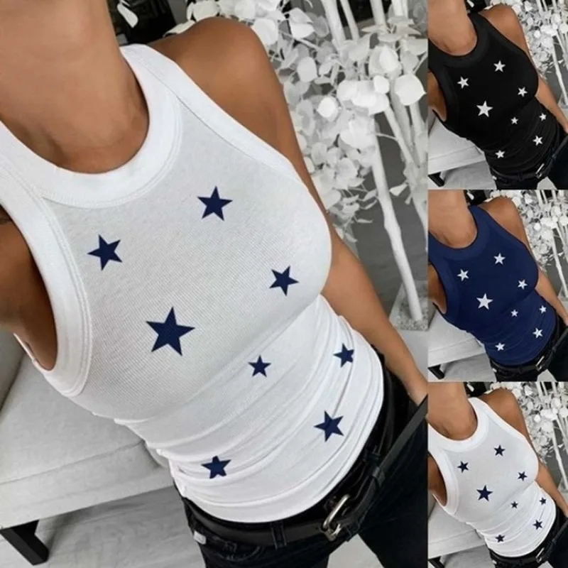 New Women Fashion Summer Vest Stars Print Sleeveless Top Solid Casual Plus Size Tank Comfortable Round Neck T-shirt Slim Fit
New Women Fashion Summer Vest Stars Print Sleeveless Top Solid Casual Plus Size Tank Comfortable Round Neck T-shirt Slim Fit