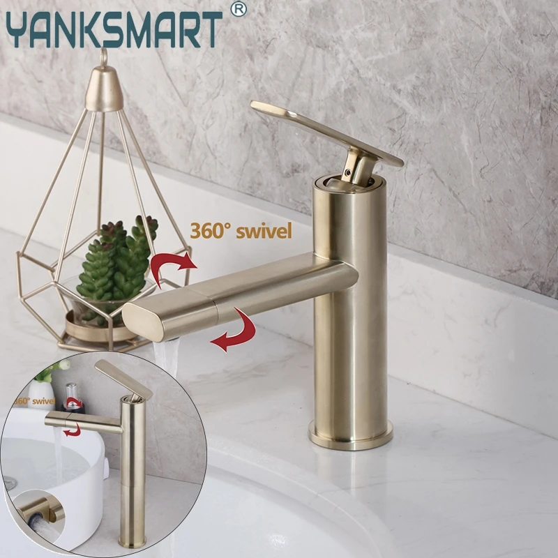 YANKSMART Brushed Gold Faucet Bathroom Sink Vessel 360 Swivel Sprayer Deck Mounted Brass Single Handle Tall or Short Basin Taps
YANKSMART Brushed Gold Faucet Bathroom Sink Vessel 360 Swivel Sprayer Deck Mounted Brass Single Handle Tall or Short Basin Taps