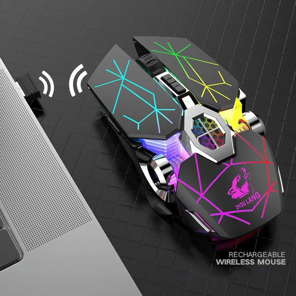 

Беспроводная оптическая USB игровая мышь 2,4G, 2400DPI, 7 цветов светодиодный светодиодная подсветка, перезаряжаемая Бесшумная мышь для ПК, ноутбу...