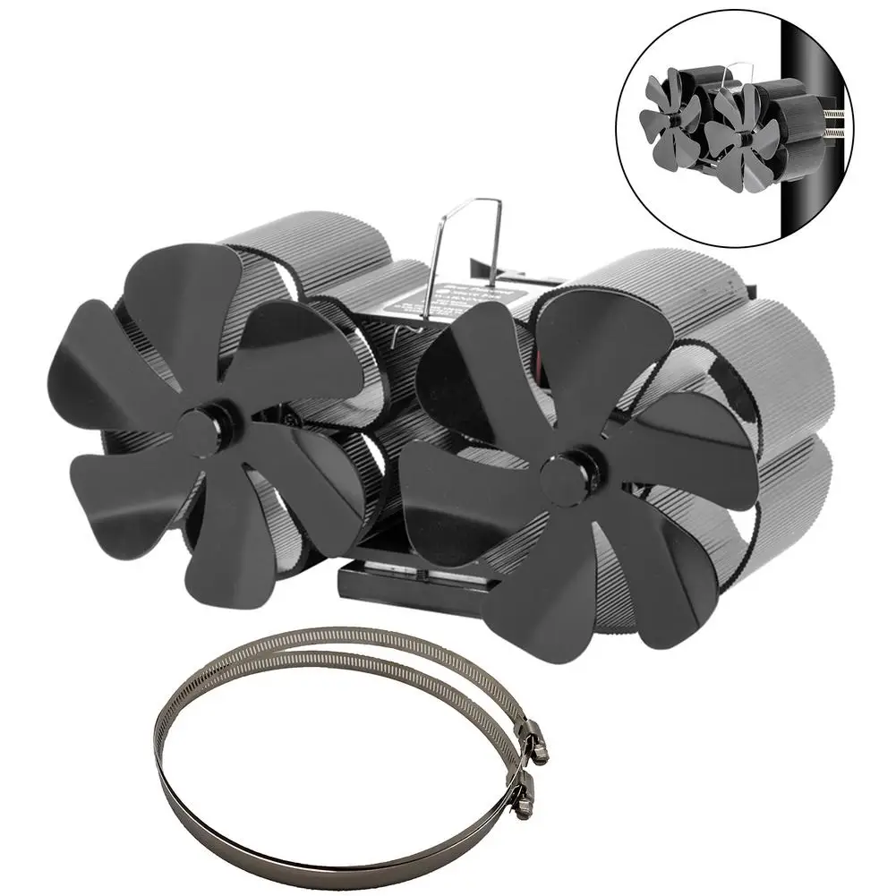 Double Head 12 Blades Fireplace Heat Powered Stove Fan Log Wood Burner Fan Winter Home Heating Stove Fan Accessories
Double Head 12 Blades Fireplace Heat Powered Stove Fan Log Wood Burner Fan Winter Home Heating Stove Fan Accessories
