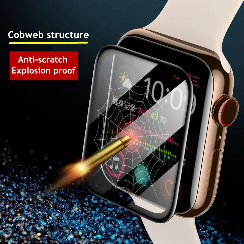 Мягкое стекло для Apple Watch band 44 мм 40 42 38 защитная пленка экрана аксессуары iwatch series 6 5