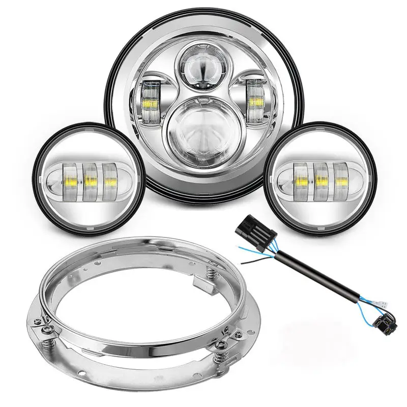 7" Motorcycle LED Headlight Driving Lamp+2PCS 4.5Inch LED Passing Light,7" Headlight Mounting Ring for Softail Touring Road King
7" Motorcycle LED Headlight Driving Lamp+2PCS 4.5Inch LED Passing Light,7" Headlight Mounting Ring for Softail Touring Road King