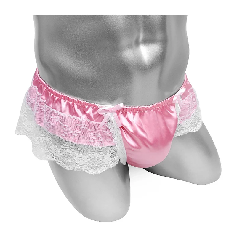 Shiny Satin Mens Thong Underwear Floral Lace Sissy Panties With Big Bowknot Sexy Lingerie Skirted Male Bikini Underpants
Shiny Satin Mens Thong Underwear Floral Lace Sissy Panties With Big Bowknot Sexy Lingerie Skirted Male Bikini Underpants