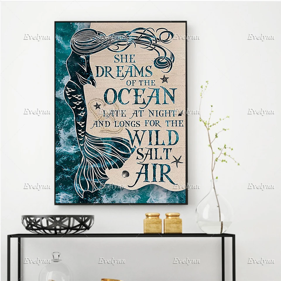 Mermaid Poster, She Dreams Of The Ocean Late At Night And Longs For The Wild Salt Air,Wall Art Prints Home Decor Canvas Gift
Mermaid Poster, She Dreams Of The Ocean Late At Night And Longs For The Wild Salt Air,Wall Art Prints Home Decor Canvas Gift
