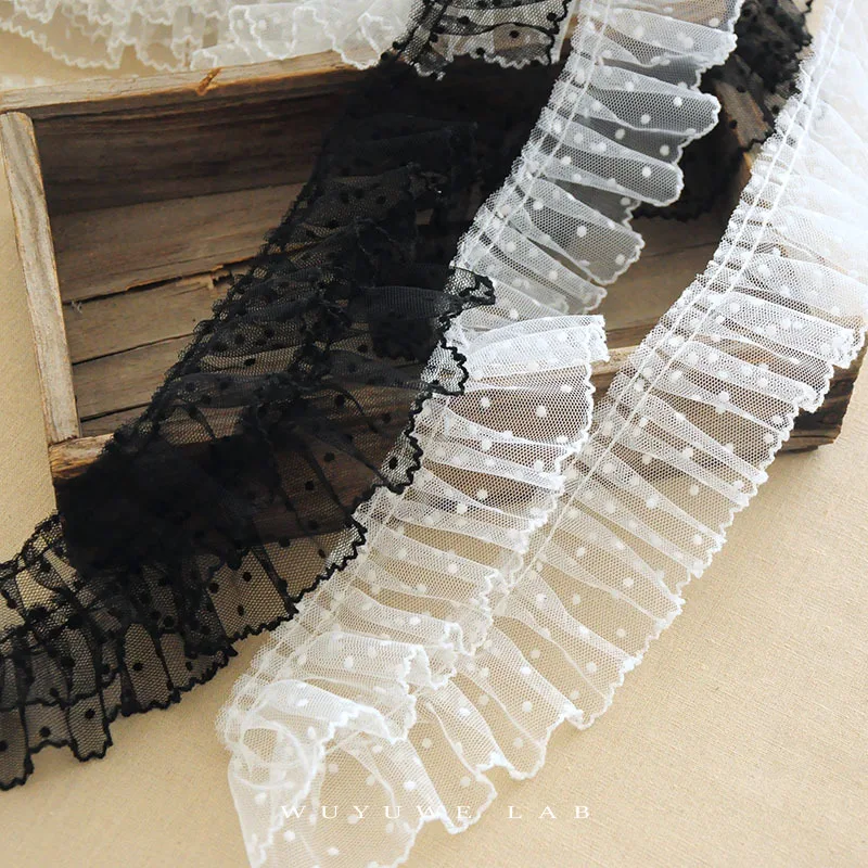 Delicate 2m Black White Dot Mesh Polyester Shrink Lace Trims Ribbon Soft Skirt Lace Accessories Cuff Decoration Width 6cm
Delicate 2m Black White Dot Mesh Polyester Shrink Lace Trims Ribbon Soft Skirt Lace Accessories Cuff Decoration Width 6cm