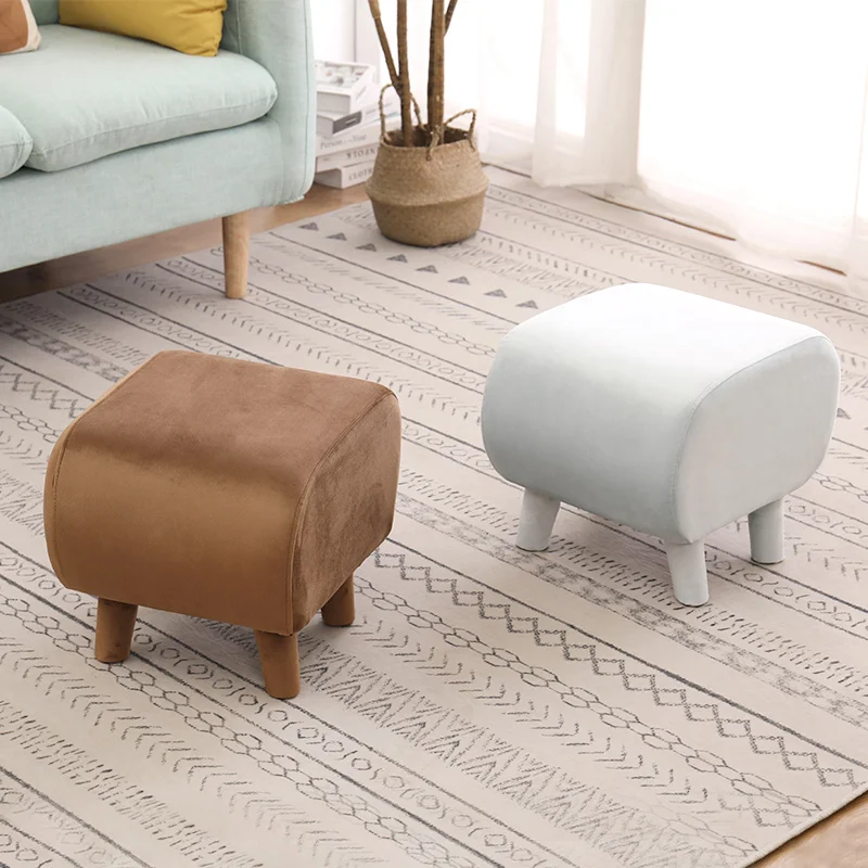 

Маленький диван, круглый стул, сидячий Пирс, тканевый домашний модный креативный твердый деревянный пуф, оттоманка, скамейка для ног