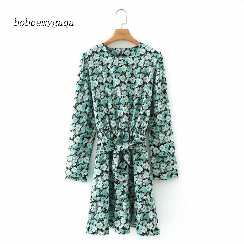 vintage mini floral dress women o neck a line with belt bow long sleeve dress elegant office lady short dress vestido
vintage mini floral dress women o neck a line with belt bow long sleeve dress elegant office lady short dress vestido