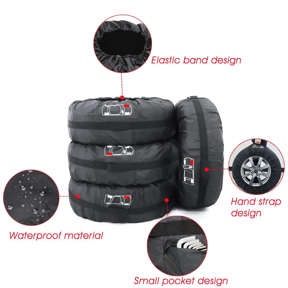 1pc/4pcs Car Spare Tire Cover Case Polyester Auto Wheel Tires Storage Bags Carrier Tyre Wheel Protector Dustproof Waterproof
1pc/4pcs Car Spare Tire Cover Case Polyester Auto Wheel Tires Storage Bags Carrier Tyre Wheel Protector Dustproof Waterproof