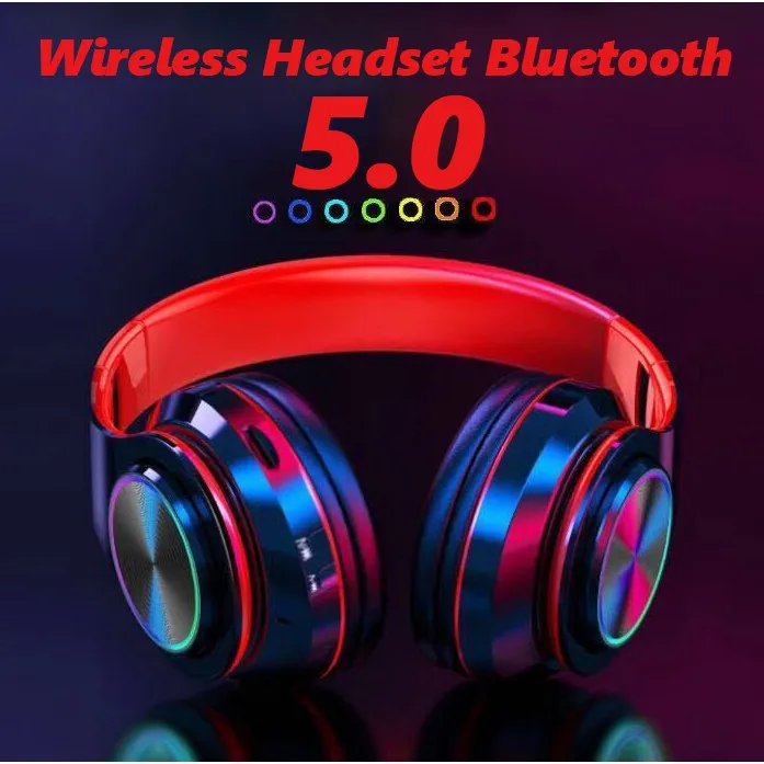 Беспроводная гарнитура Bluetooth 5,0, Цветные стерео наушники с басами и светодиодной подсветкой, беспроводные наушники Ove-Ear
Беспроводная гарнитура Bluetooth 5,0, Цветные стерео наушники с басами и светодиодной подсветкой, беспроводные наушники Ove-Ear