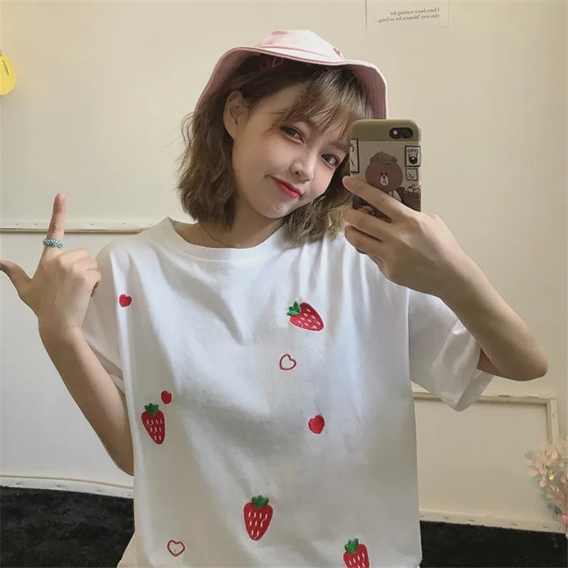 Harajuku Print Tee Crew Neck Cotton Short Sleeve T Shirt Kawaii Women Clothes Summer 2021 Korean Style Casual Loose Teen Tshirt
Harajuku Print Tee Crew Neck Cotton Short Sleeve T Shirt Kawaii Women Clothes Summer 2021 Korean Style Casual Loose Teen Tshirt