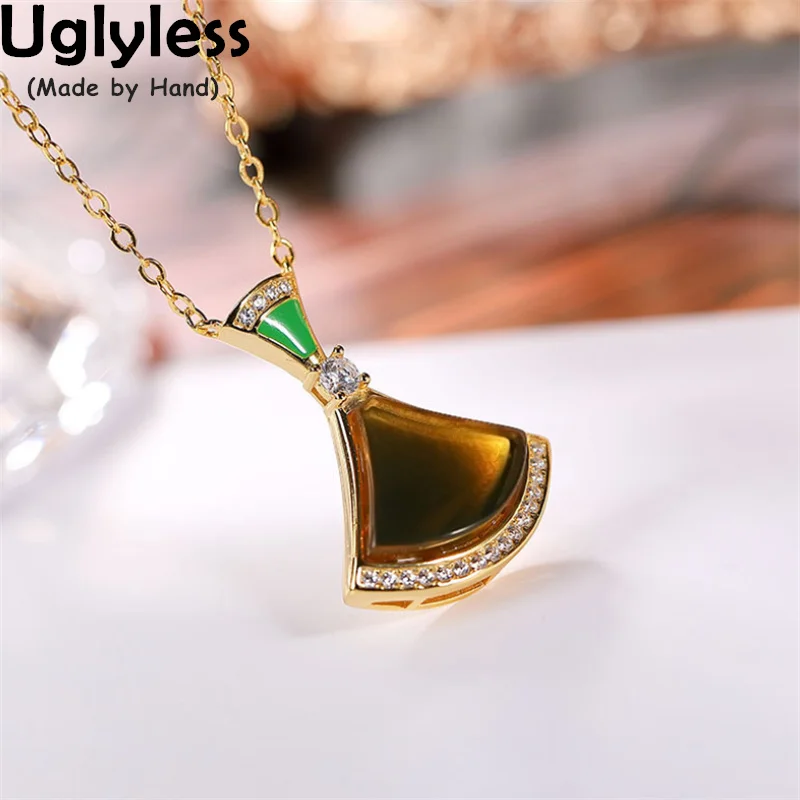Uglyless A Dress Natural Blue Amber Sector Geometric Necklaces for Women Simple Triangle Pendants + Chain Crystals 925 Silver 
Uglyless A Dress Natural Blue Amber Sector Geometric Necklaces for Women Simple Triangle Pendants + Chain Crystals 925 Silver