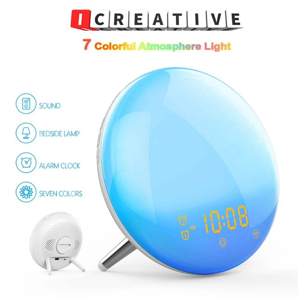 Светильник ный будильник с Wi-Fi и функцией пробуждения, 7 цветов 
Светильник ный будильник с Wi-Fi и функцией пробуждения, 7 цветов