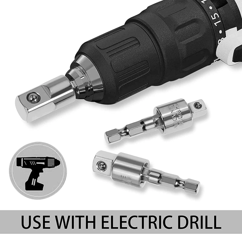 HOT 3 Pack Impact Grade Socket Adapter 360-Degree Universal Joint Swivel Socket Set, Socket to Drill Adapter
HOT 3 Pack Impact Grade Socket Adapter 360-Degree Universal Joint Swivel Socket Set, Socket to Drill Adapter