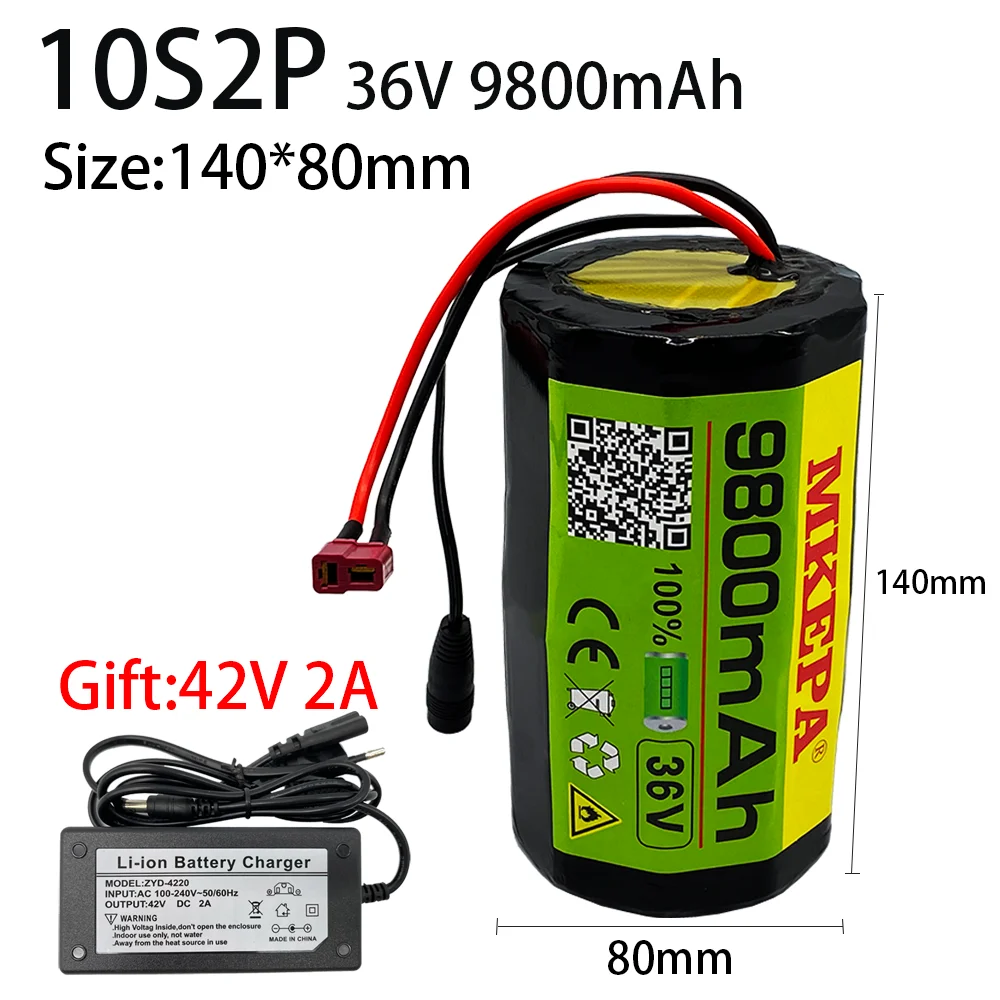 Cylindrical 10s2p 36V 9.8ah 18650 Li ion rechargeable battery pack 400W 350W electric bicycle scooter free + 42V 2A charger
Cylindrical 10s2p 36V 9.8ah 18650 Li ion rechargeable battery pack 400W 350W electric bicycle scooter free + 42V 2A charger