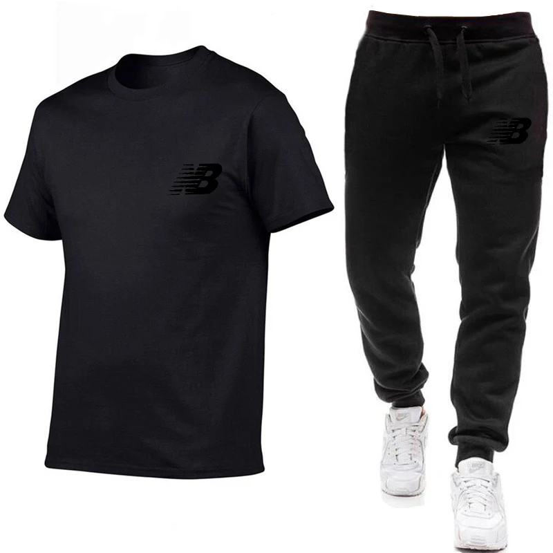 2021 New Brand NB Printed Men's Cotton Short Sleeve +NB Printed Casual Trousers
