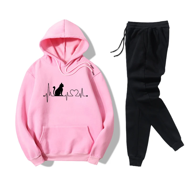 Spring Autumn Women Pant Sets Cartoon cat Printing Long Sleeve Hoodies Sweatshirts and Black Sport Drawstring Long Pants Casual
Spring Autumn Women Pant Sets Cartoon cat Printing Long Sleeve Hoodies Sweatshirts and Black Sport Drawstring Long Pants Casual