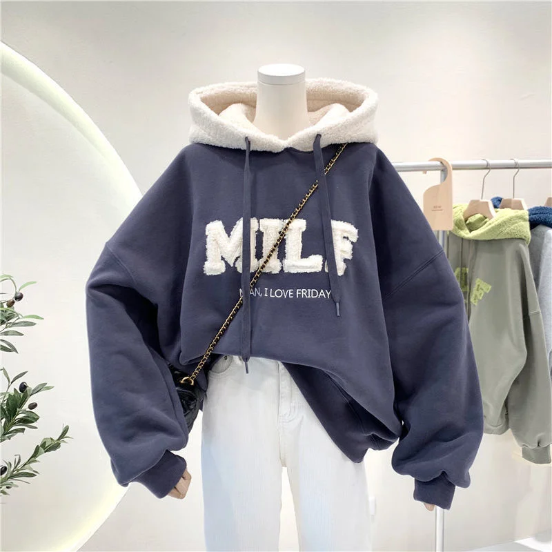 Letter Printing Embroidery Hoodies Female Winter Hooded Sweatshirts Large Size Fashionable Women's Clothing Preppy Style
Letter Printing Embroidery Hoodies Female Winter Hooded Sweatshirts Large Size Fashionable Women's Clothing Preppy Style