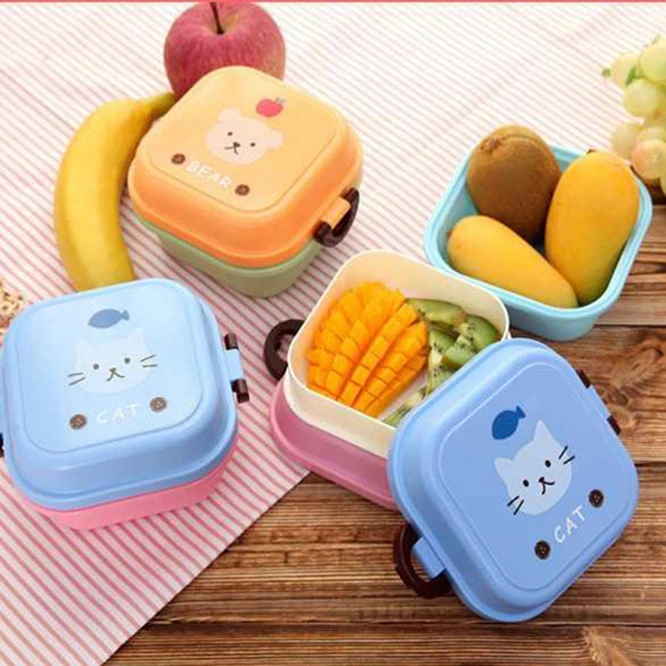 

Japanese-style Cartoon Healthy Lunch Box Microwave Oven Lunch Bento Boxes Food Container Dinnerware Kid Childen Lunchbox