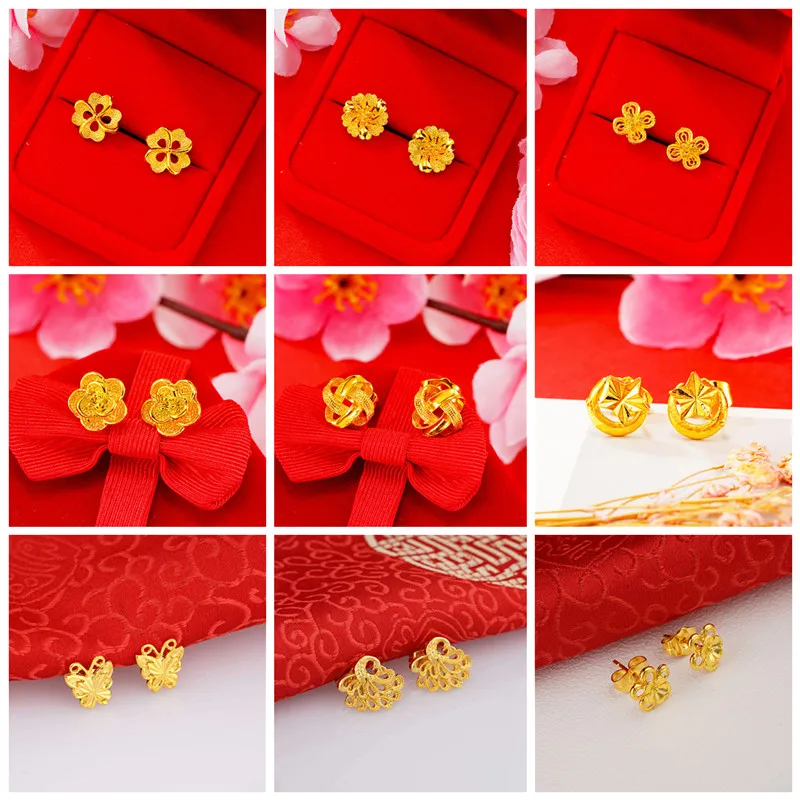 24K Gold Stud Earrings Flower Heart Star Moon Rose Clover Swan Gold Earrings for Women Wedding Party Earrings Jewelry Wholesale
24K Gold Stud Earrings Flower Heart Star Moon Rose Clover Swan Gold Earrings for Women Wedding Party Earrings Jewelry Wholesale