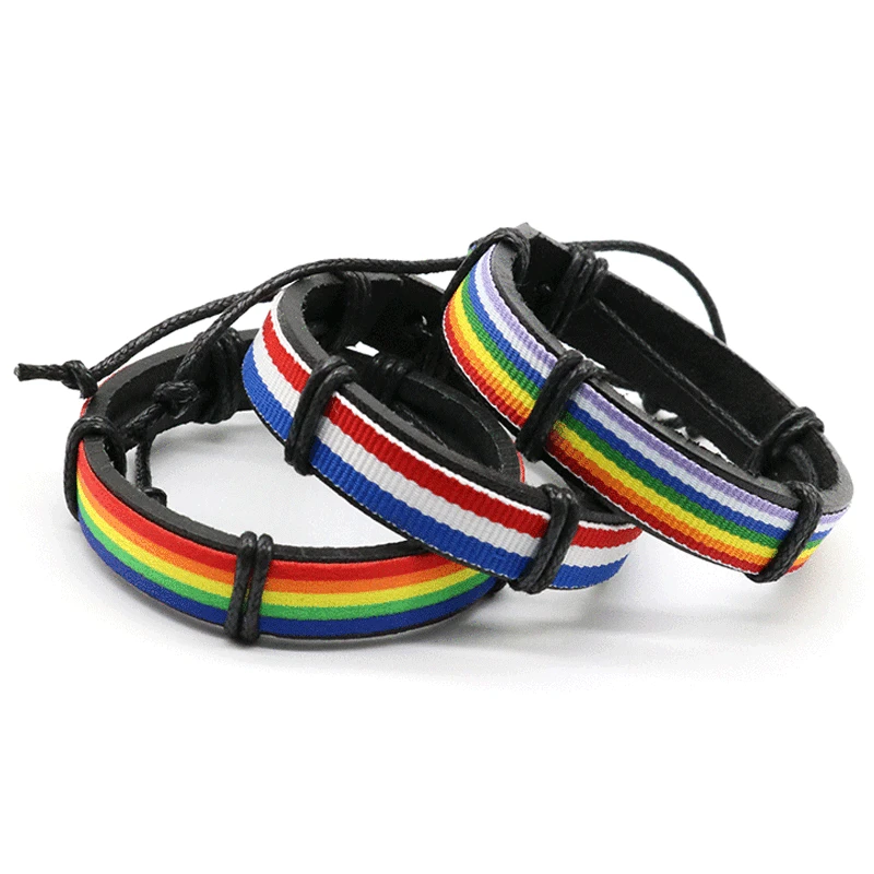Fashion Rainbow Hand Woven Bracelet Cowhide Hand Rope Casual Flag Bracelet Men's and Women's Hip Hop Party Jewelry
Fashion Rainbow Hand Woven Bracelet Cowhide Hand Rope Casual Flag Bracelet Men's and Women's Hip Hop Party Jewelry