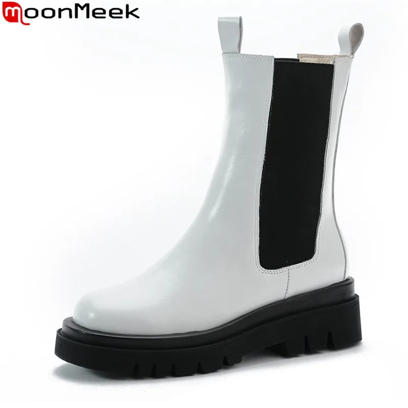MoonMeek 2021 New Arrival Chelsea Boots Genuine Leather Boots Square Heels Round Toe Autumn Winter Ankle Boots Women
MoonMeek 2021 New Arrival Chelsea Boots Genuine Leather Boots Square Heels Round Toe Autumn Winter Ankle Boots Women