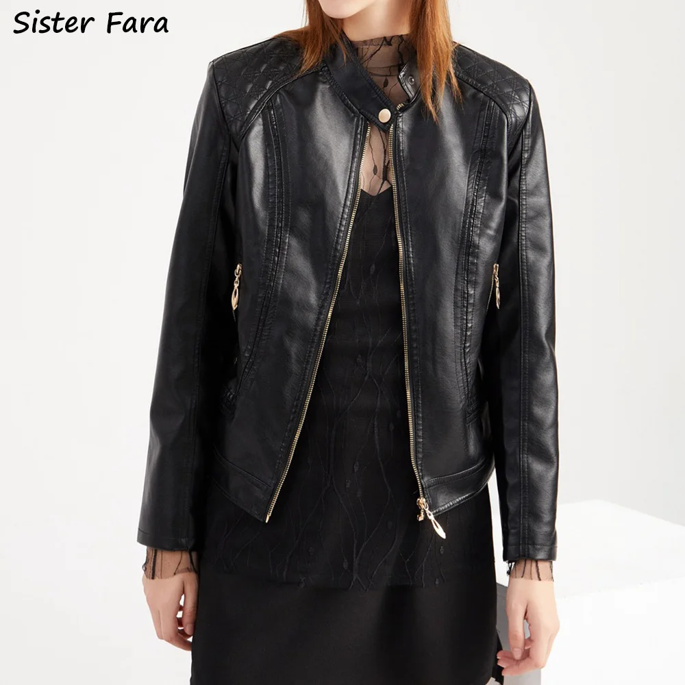 Sister Fara Spring Autumn Stand Collar PU Leather Jackets Women Fashion Slim Faux Leather Jacket Female Casual PU Jacket Coat
Sister Fara Spring Autumn Stand Collar PU Leather Jackets Women Fashion Slim Faux Leather Jacket Female Casual PU Jacket Coat