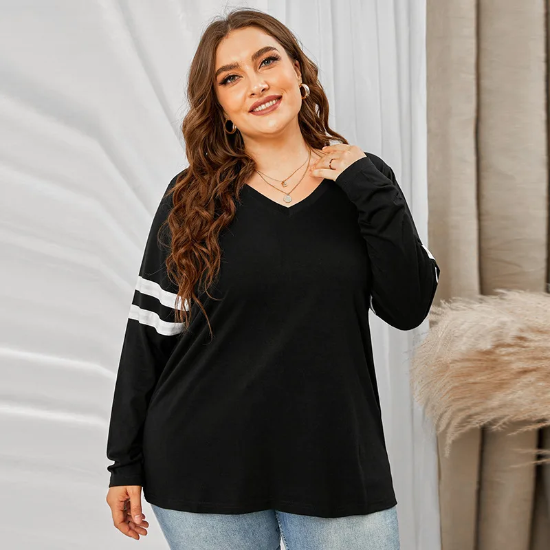 2021 New Autumn Long Sleeve Blouse Plus Size 5XL Women V Neck Striped Patchwork Casual Long Blouse Big Size Ladies Tunic Tops
2021 New Autumn Long Sleeve Blouse Plus Size 5XL Women V Neck Striped Patchwork Casual Long Blouse Big Size Ladies Tunic Tops
