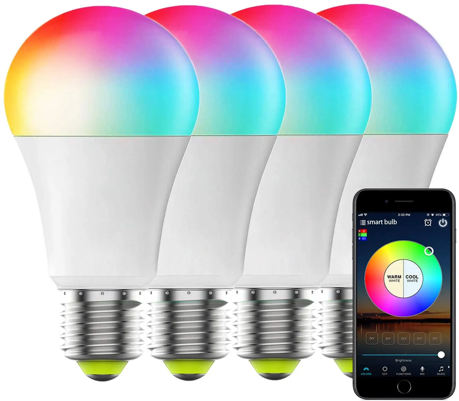 APP Samrt Home WIFI Smart Light Bulb 9W White and Color Changing WiFi Light Bulb, Work with Alexa Google Home Siri Magic Bulb
APP Samrt Home WIFI Smart Light Bulb 9W White and Color Changing WiFi Light Bulb, Work with Alexa Google Home Siri Magic Bulb