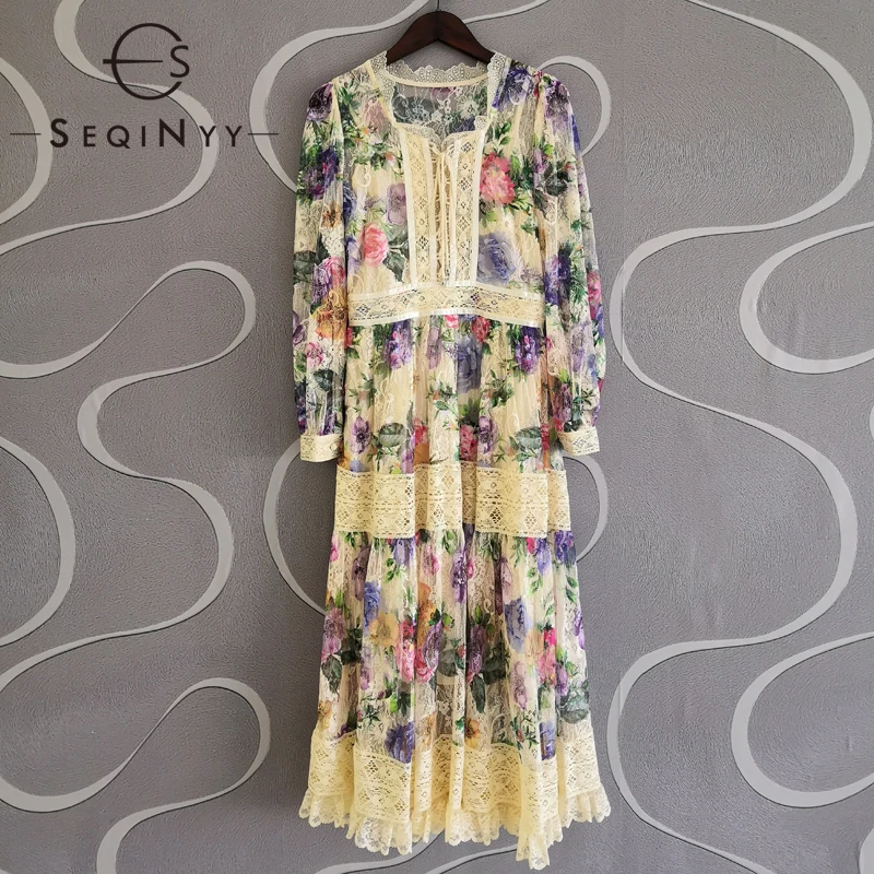 SEQINYY Midi Dress Beige Summer Spring New Fashion Design Women Mesh Purple Flowers Print A-line Casual Elegant
SEQINYY Midi Dress Beige Summer Spring New Fashion Design Women Mesh Purple Flowers Print A-line Casual Elegant