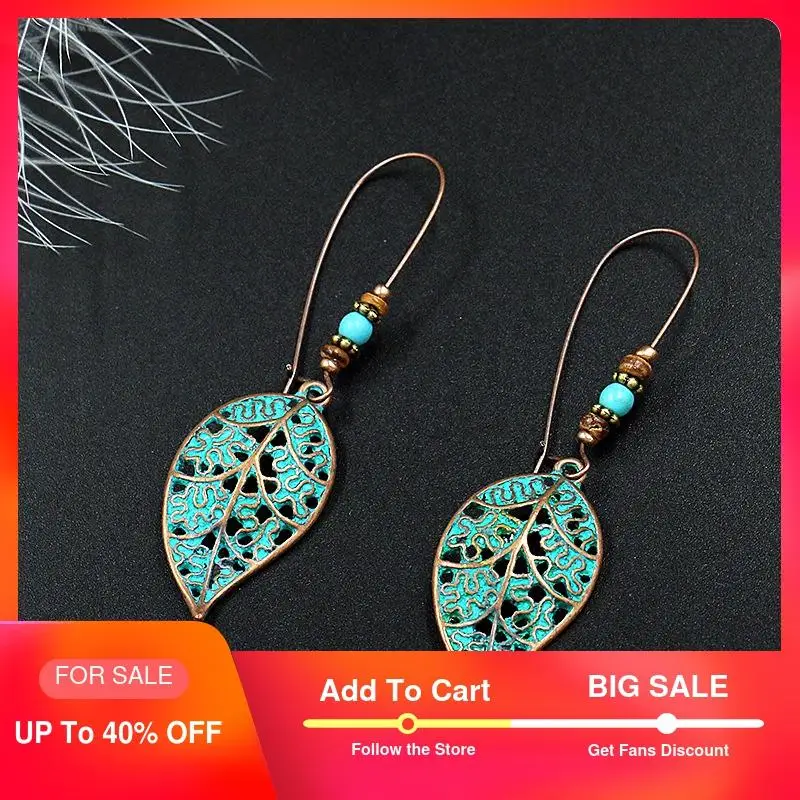 New Dangle Earrings Hanging for Women Ethnic Bronze Leaf Green Drop Earrings Vintage Jewelry Fashion Women's Earrings 2019 Gift
New Dangle Earrings Hanging for Women Ethnic Bronze Leaf Green Drop Earrings Vintage Jewelry Fashion Women's Earrings 2019 Gift
