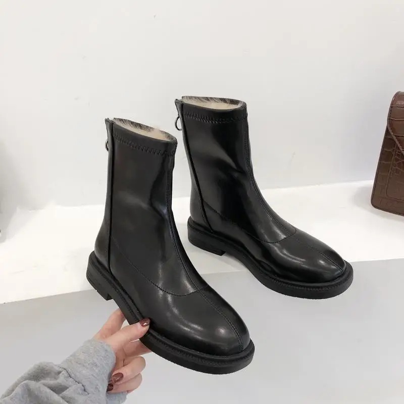 Winter Women's Boots Soft Leather Elastic Thin Boots Women's Short Boots Korean Martin Boots Middle Tube Thick Heel Plush
Winter Women's Boots Soft Leather Elastic Thin Boots Women's Short Boots Korean Martin Boots Middle Tube Thick Heel Plush