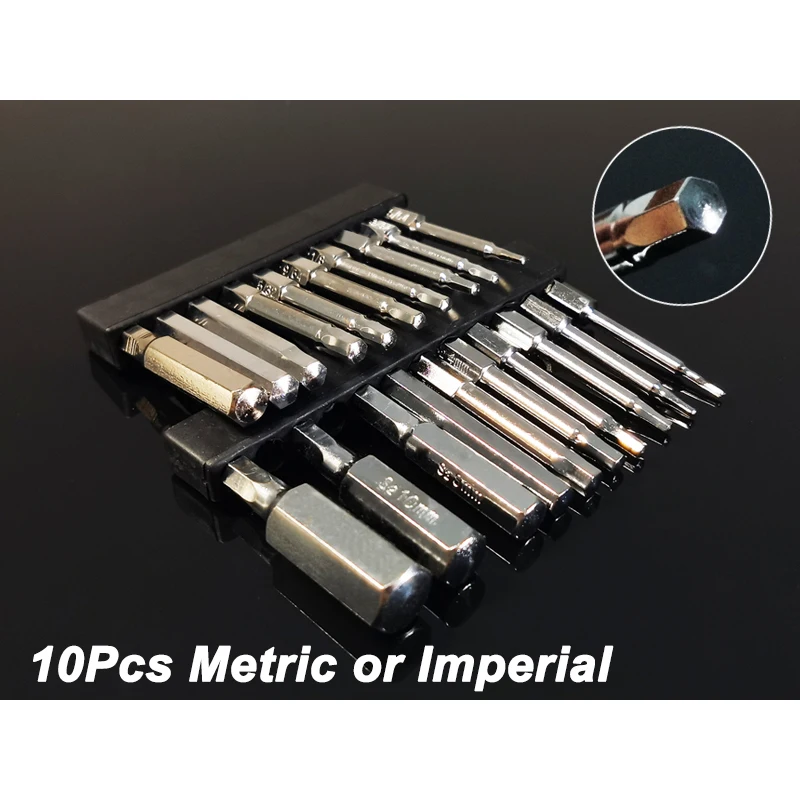 10Pcs Set HEX Screwdriver Drill Bits Screw Driver Bits Magnetic 1/4" Hex Shank Imperial Metric Power Hand Tools Kit
10Pcs Set HEX Screwdriver Drill Bits Screw Driver Bits Magnetic 1/4" Hex Shank Imperial Metric Power Hand Tools Kit