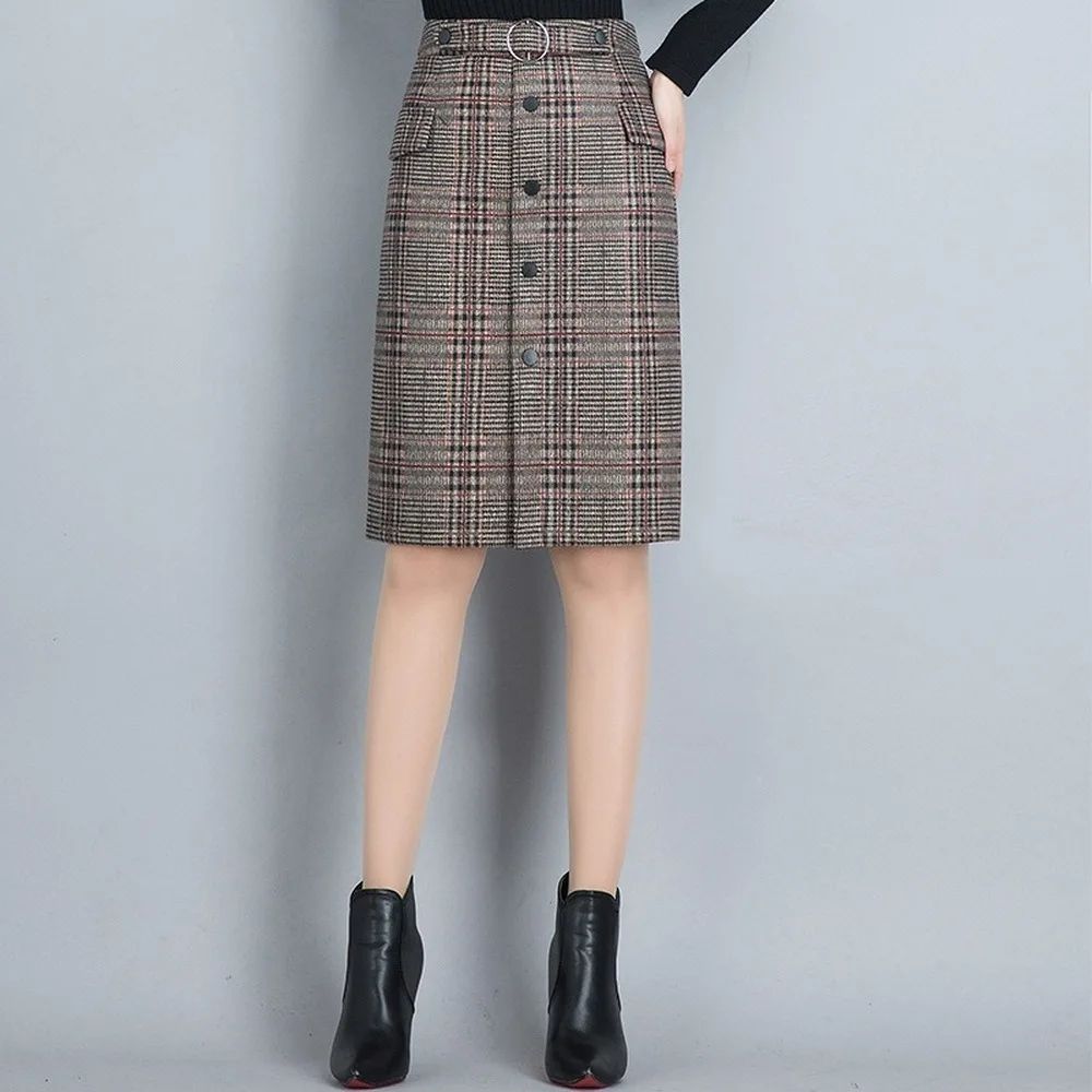 2020 Fashion Ladies Wool Skirt Women Slim England Style Autumn Winter Woolen Skirts Plus Size Plaid Straight Skirt Big Size 4XL
2020 Fashion Ladies Wool Skirt Women Slim England Style Autumn Winter Woolen Skirts Plus Size Plaid Straight Skirt Big Size 4XL