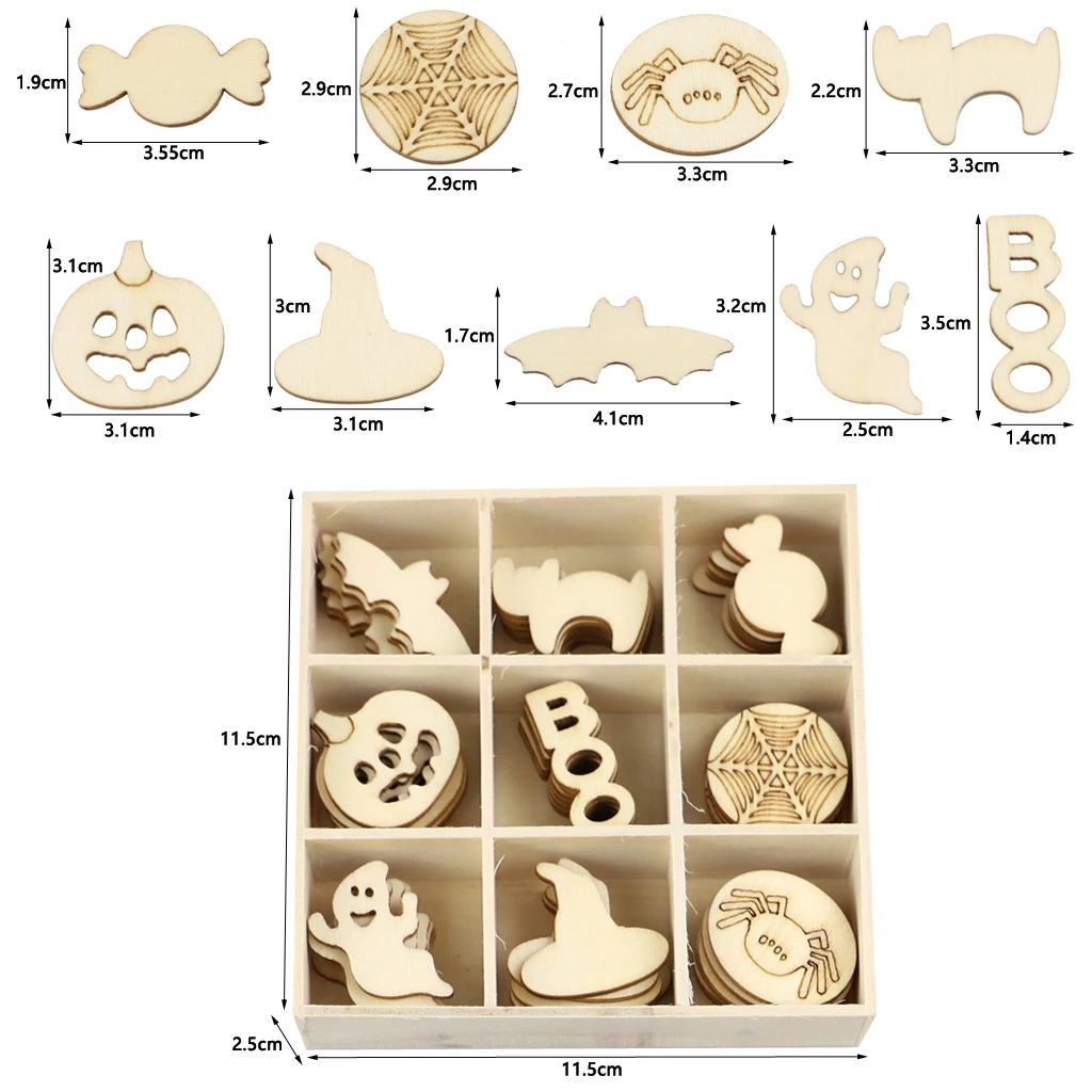 72pcs Mini Wooden Halloween Ornaments for Hanging Ornament for Tree Decorations and Kids Crafts DIY Supplies
72pcs Mini Wooden Halloween Ornaments for Hanging Ornament for Tree Decorations and Kids Crafts DIY Supplies