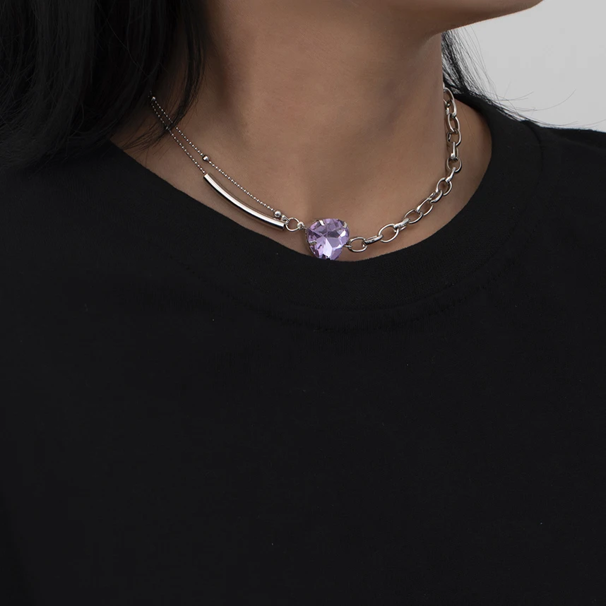 Punk Purple Water Drop Crystal Pendant Choker Necklace for Women Vintage Silver Color Multilayer Clavicle Chain Party Jewelry
Punk Purple Water Drop Crystal Pendant Choker Necklace for Women Vintage Silver Color Multilayer Clavicle Chain Party Jewelry