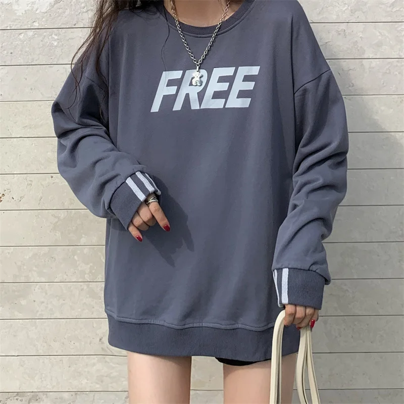 Настоящий осенний корейский стиль новые буквы свободный круглый вырез 
Настоящий осенний корейский стиль новые буквы свободный круглый вырез