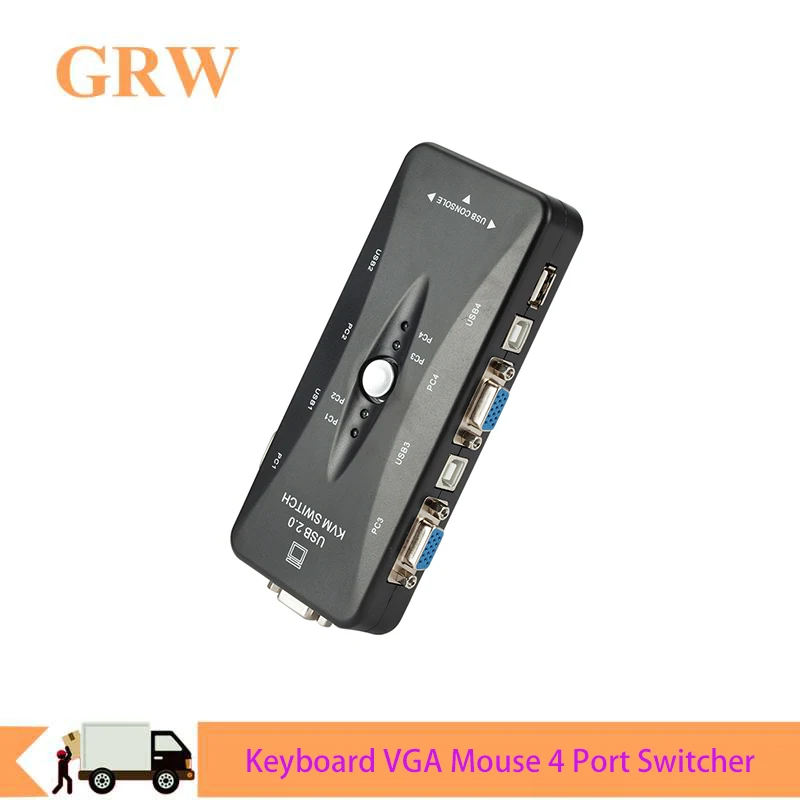 VGA 4 порта USB2.0 KVM переключатель коробка 200 МГц 1920x1440 адаптер для клавиатуры монитор