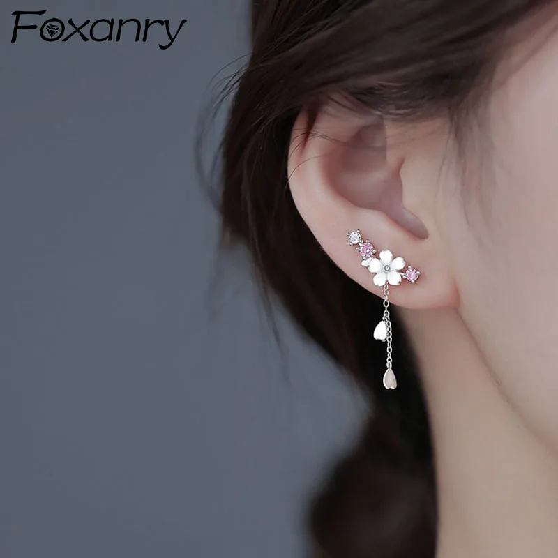 Foxanry Prevent Allergy 925 Stamp Stud Earrings for Women New Trendy Elegant Flowers Tassel Party Jewelry Wholesale
Foxanry Prevent Allergy 925 Stamp Stud Earrings for Women New Trendy Elegant Flowers Tassel Party Jewelry Wholesale